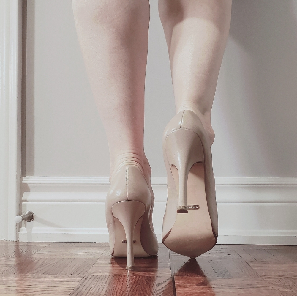 Cream Stilletos Vegan Leather- Euro 38